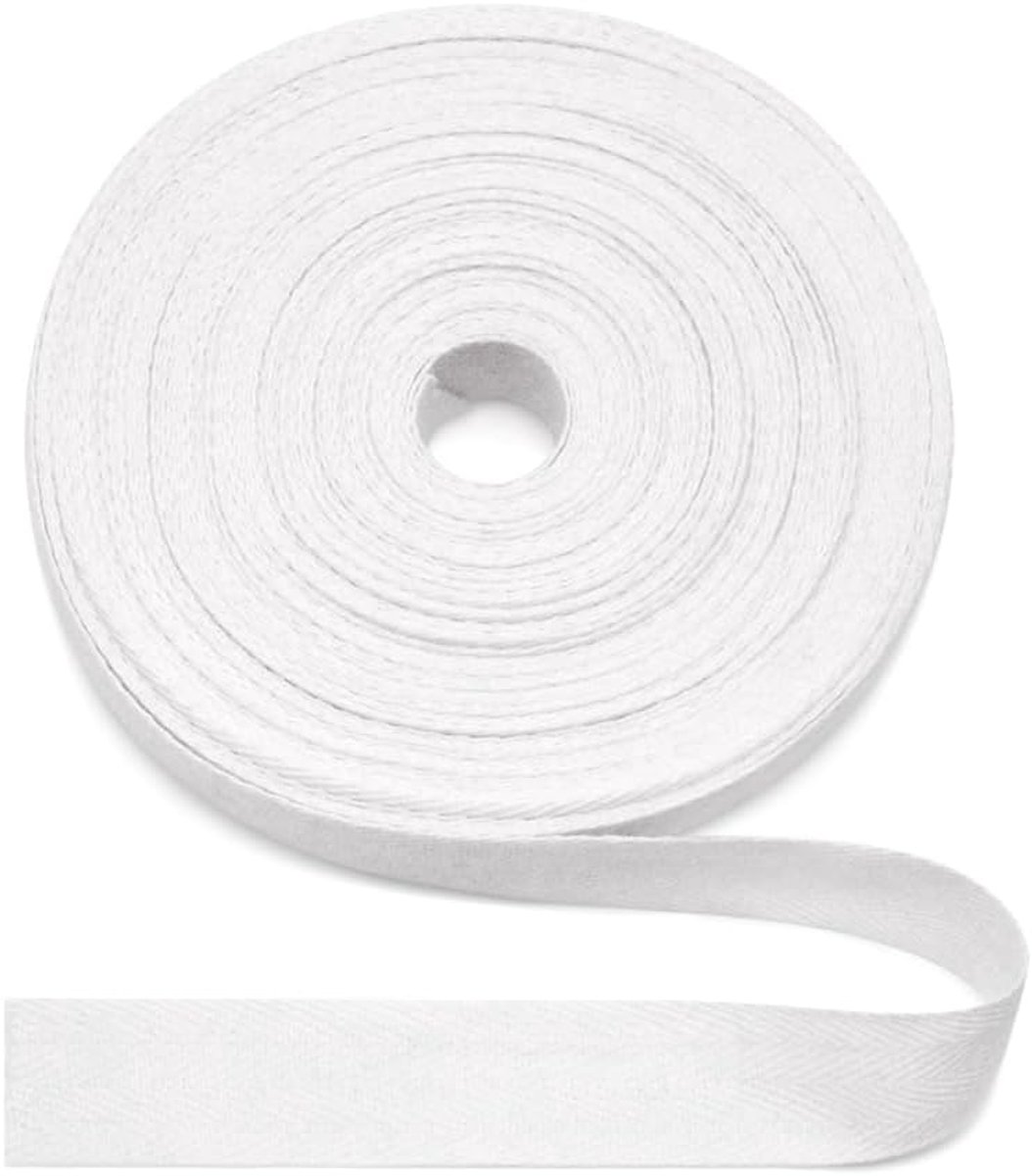 Natuurlijke katoenen visgraatband 25 mm, 22 meter visgraatstof tape voor randversterking singels, doe-het-zelf naaien ambachten - keperstof 25 mm* 22 jaar