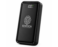 SFATECH Powerbank 20.000mAh – SFT-P1 – 22.5W Snellader – USB-C & USB-A – LCD-display – Reis Powerbank – 3 Apparaten Tegelijk – Zwart – Inclusief Beschermzakje