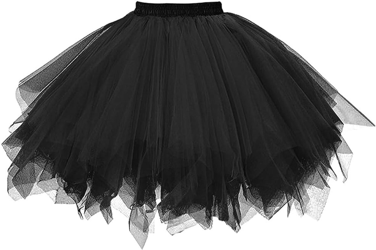 Tutu voor dames, klassieke rok, ballet, petticoat, onderrok, ballet, meisjes, tutu, rok, tule met boog, jaren '70, ballet, elastische dansrok, dansjurk, baljurk, korte rok, feestkostuum, dansen