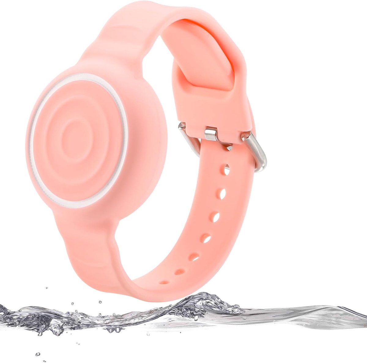 Horlogebandje voor AirTag, waterdicht, anti-verlies en krasbestendig, beschermhoes voor kinderen, jongeren en senioren (roze)