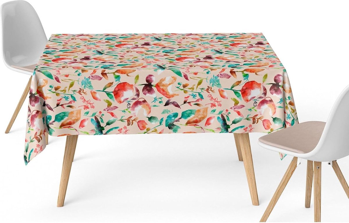 Vlekafstotend tafelkleed voor rechthoekige tafel, afmeting 140 x 140 cm, vuilafstotend tafelkleed, extra zacht en waterdicht, rood