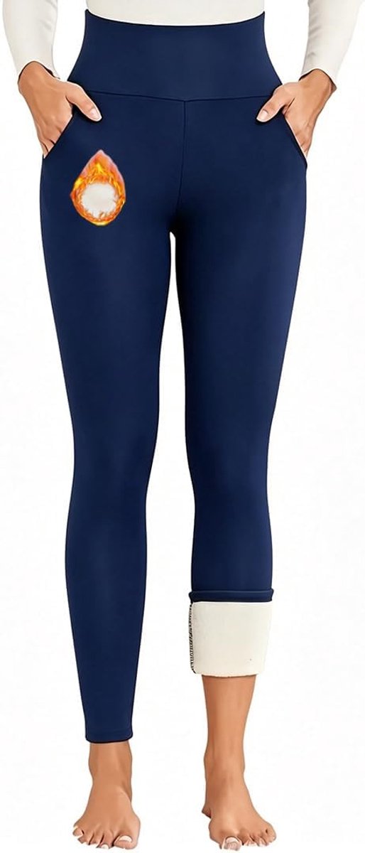 Sportlegging met hoge taille, ondoorzichtig, met zakken, voor training, sport, yoga, warme legging voor dames, winter, thermische broek, hoge taille, elastisch, voor sport