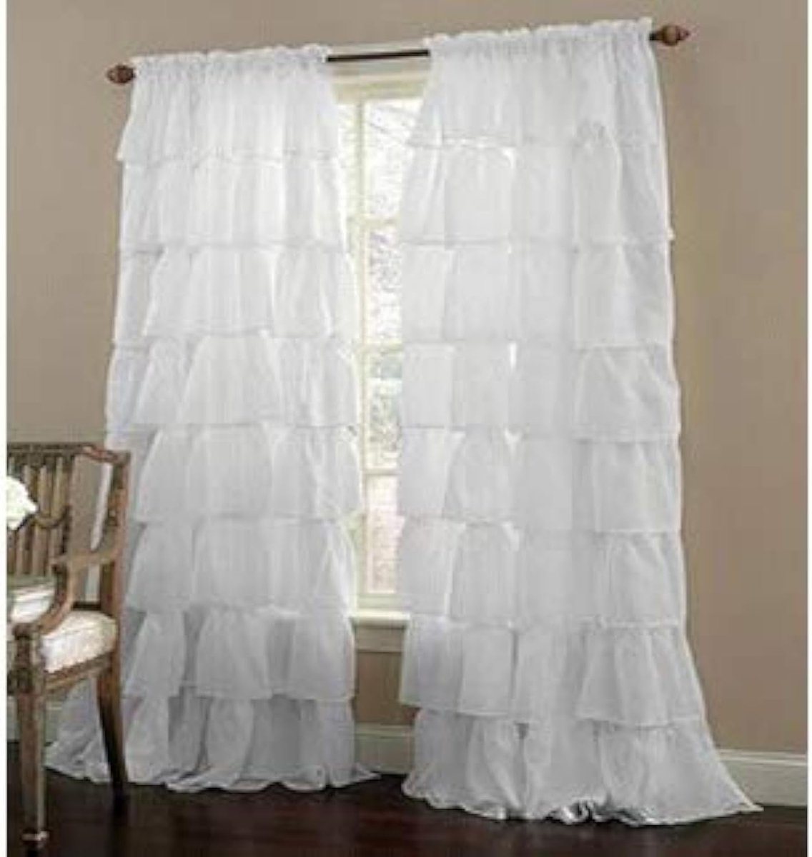 Ruche/Gordijn, Cottage Land/Rod Pocket/Voile/Gordijnen/Wave Layer Panel/voor Woon/Eetkamer/Slaapkamer-Wit. 140 * 225cm