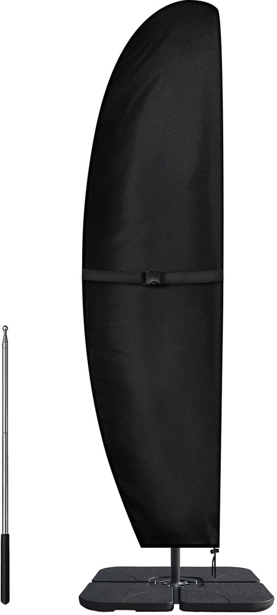 Famanu Beschermhoes voor zweefparasol met stang, parasolhoes voor Ø 400 cm / 400 x 400 cm, parasolafdekking, waterdicht, winddicht, uv-bestendig, afdekhoes voor parasol, marktparasol, 280 x 81/50 cm wit