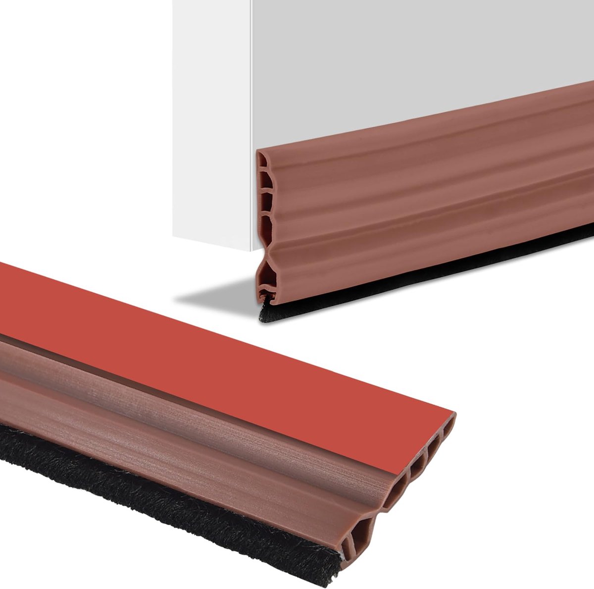 Famanu – Tochtstopper, deurafdichting, onder met deurbezem, voor 3,5 - 5,5 cm (bruin)