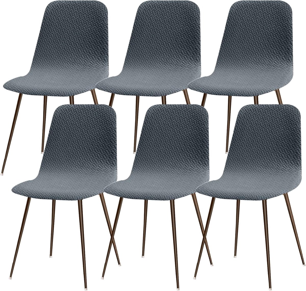 Shell 6 Stretch eetkamerstoelhoezen - Scandinavische slipcovers, afneembare, wasbare ronde stoelbeschermer voor keuken, woonkamer en slaapkamer - grijsblauw