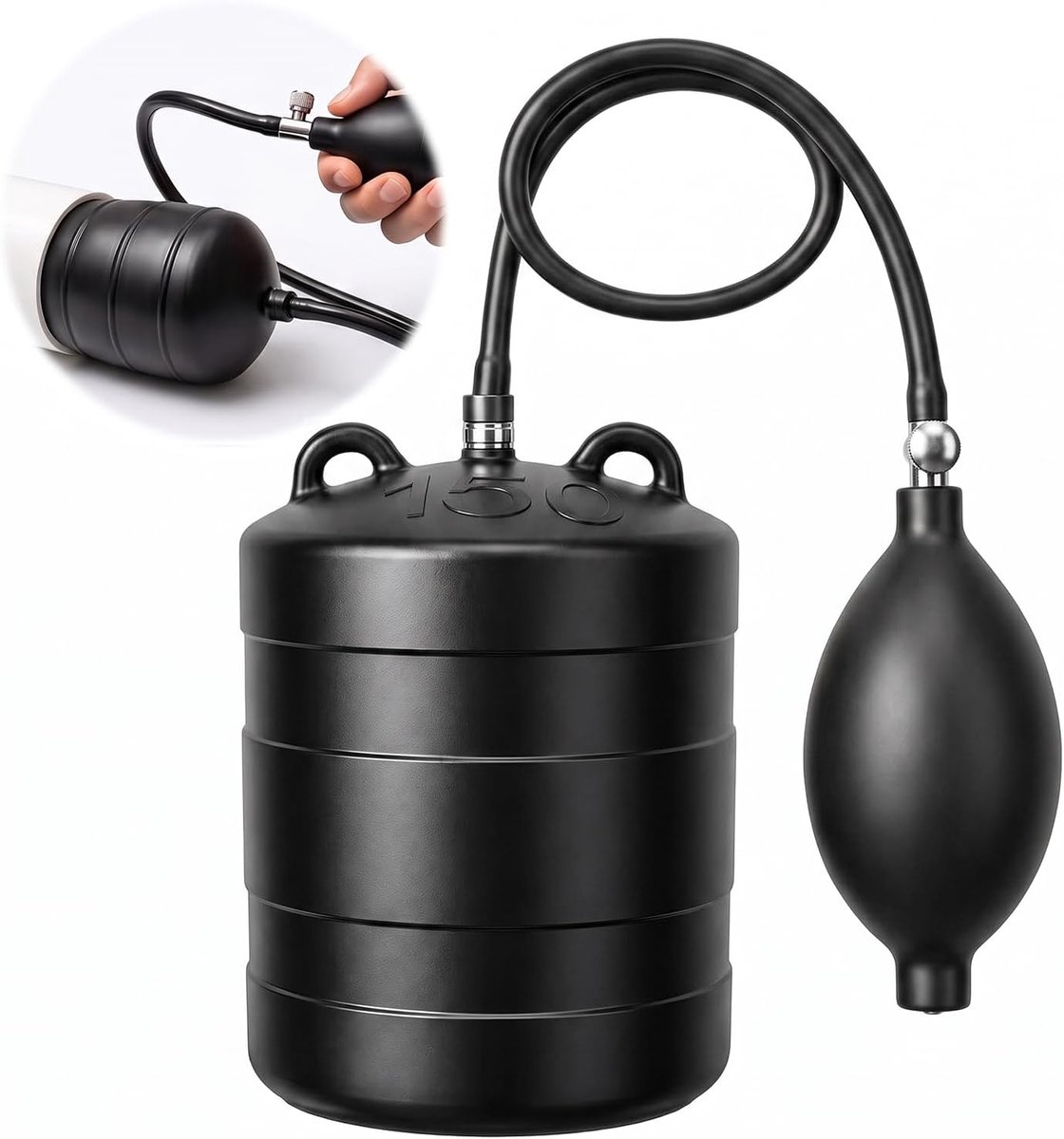 Opblaasbaar 160mm met pomp & ketting. DN150 rubber kanaalstop