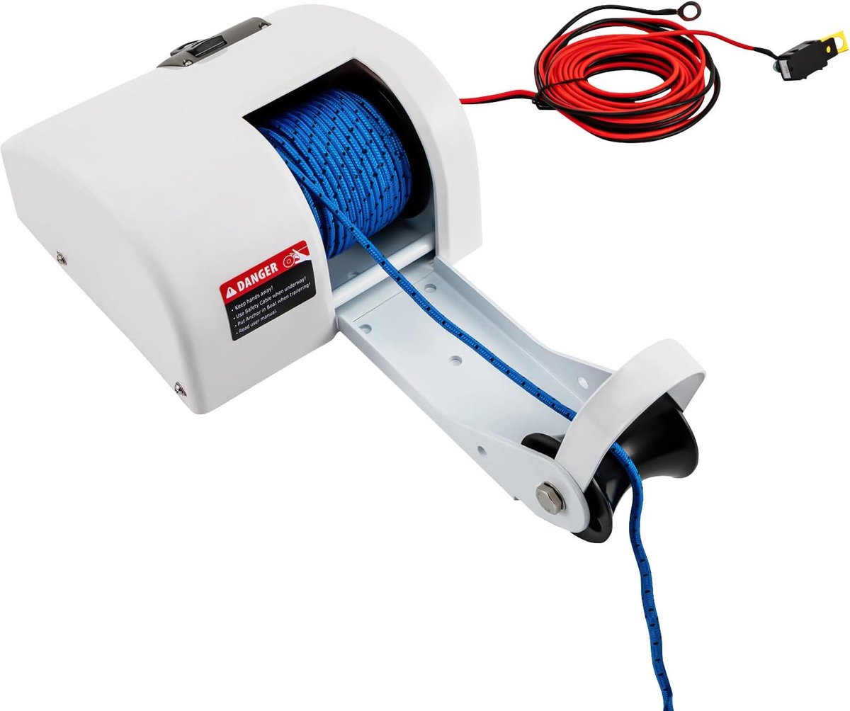 Ankerlier, waterdicht IP65, krachtige elektrische ankerlier voor boten van meer dan 6,1 m, geschikt voor bootankers van 25 lbs, afstandsbediening 50 m bereik