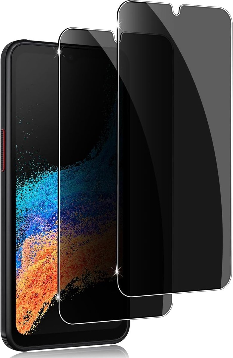 Bescherming tegen inkijk voor Samsung Galaxy Xcover 6 Pro, beschermfolie voor pantserglas, 2 stuks, anti-spy, privacy, privacyfolie, beschermfolie, zwarte rand, privacybeschermglas