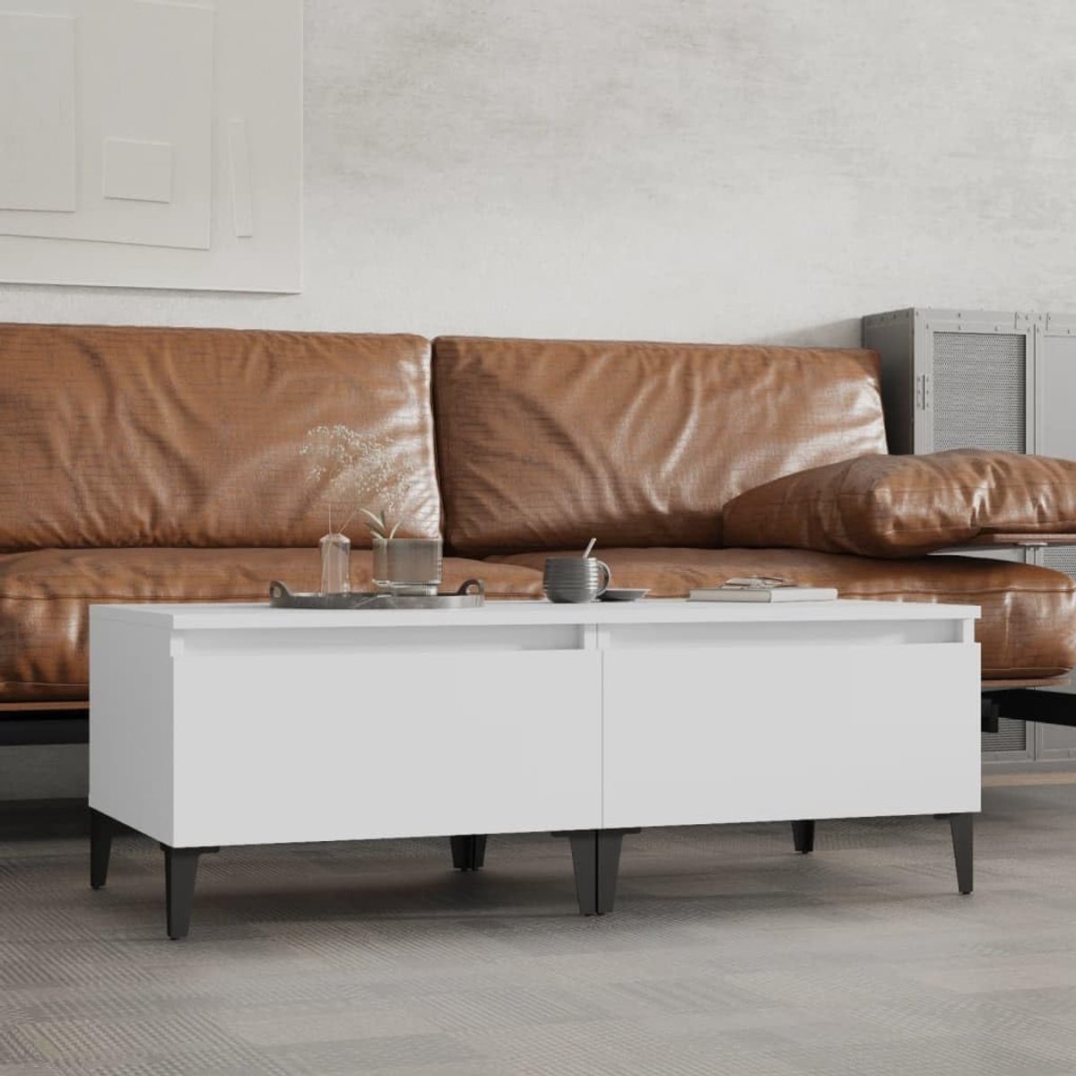 Accenttafels, Eindtafels, Bijzettafels 2 stuks Wit 50x46x35 cm Engineered Wood
