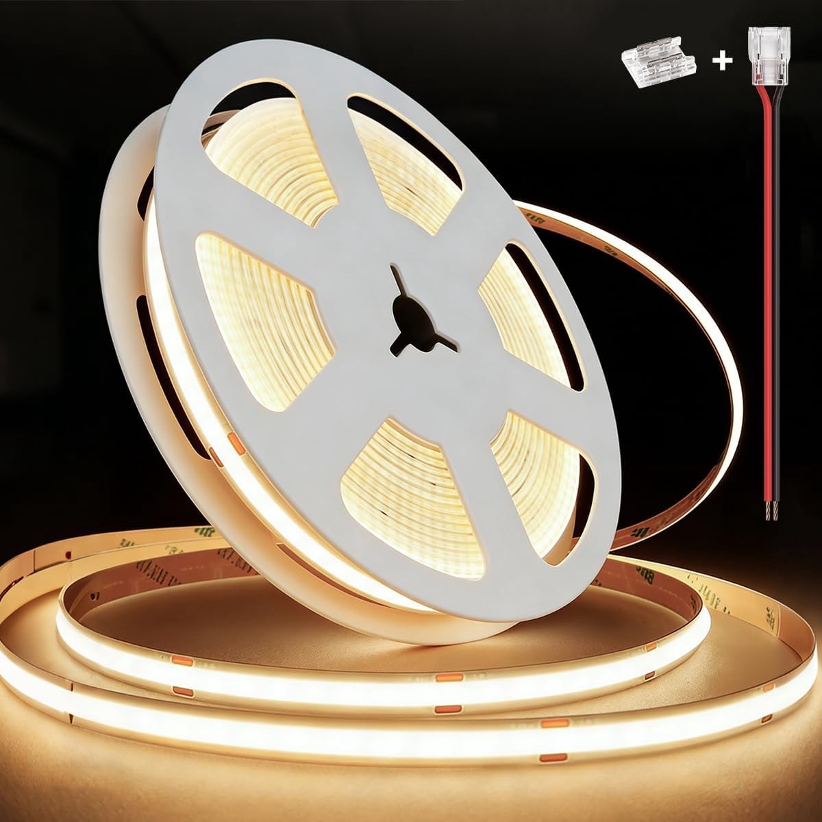 24 V COB-ledstrip, neutraal wit, 4000 K, 2,5 m, 480 leds/m, CRI90+, dimbaar, zelfklevend, lichtgevend