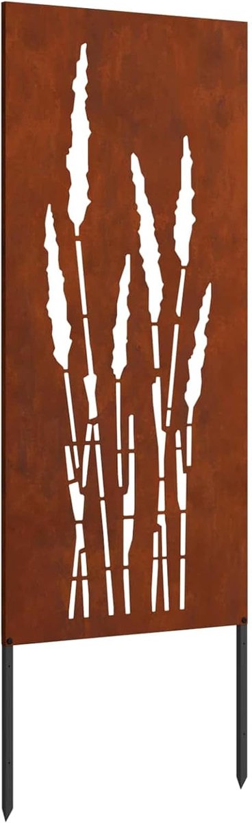 Tuin zichtwerend doek roestig 50 x 140 cm weerbestendig staal, inkijkbescherming metaal decoratieve inkijkbescherming wand ruimteverdeler voor tuin binnenplaats 876314