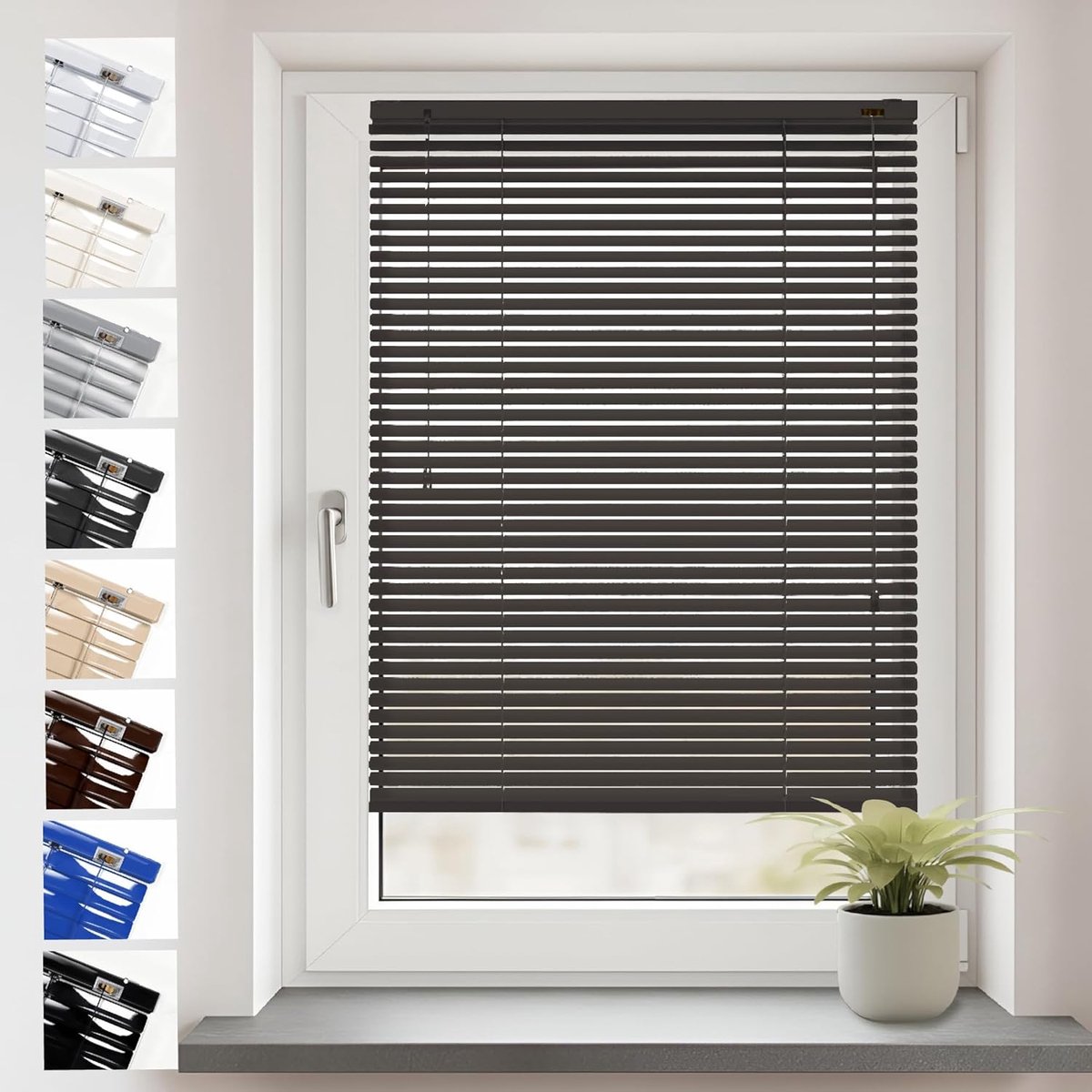 Aluminium Jaloezie voor Binnenshuis 115x130cm Klemmfix Antraciet