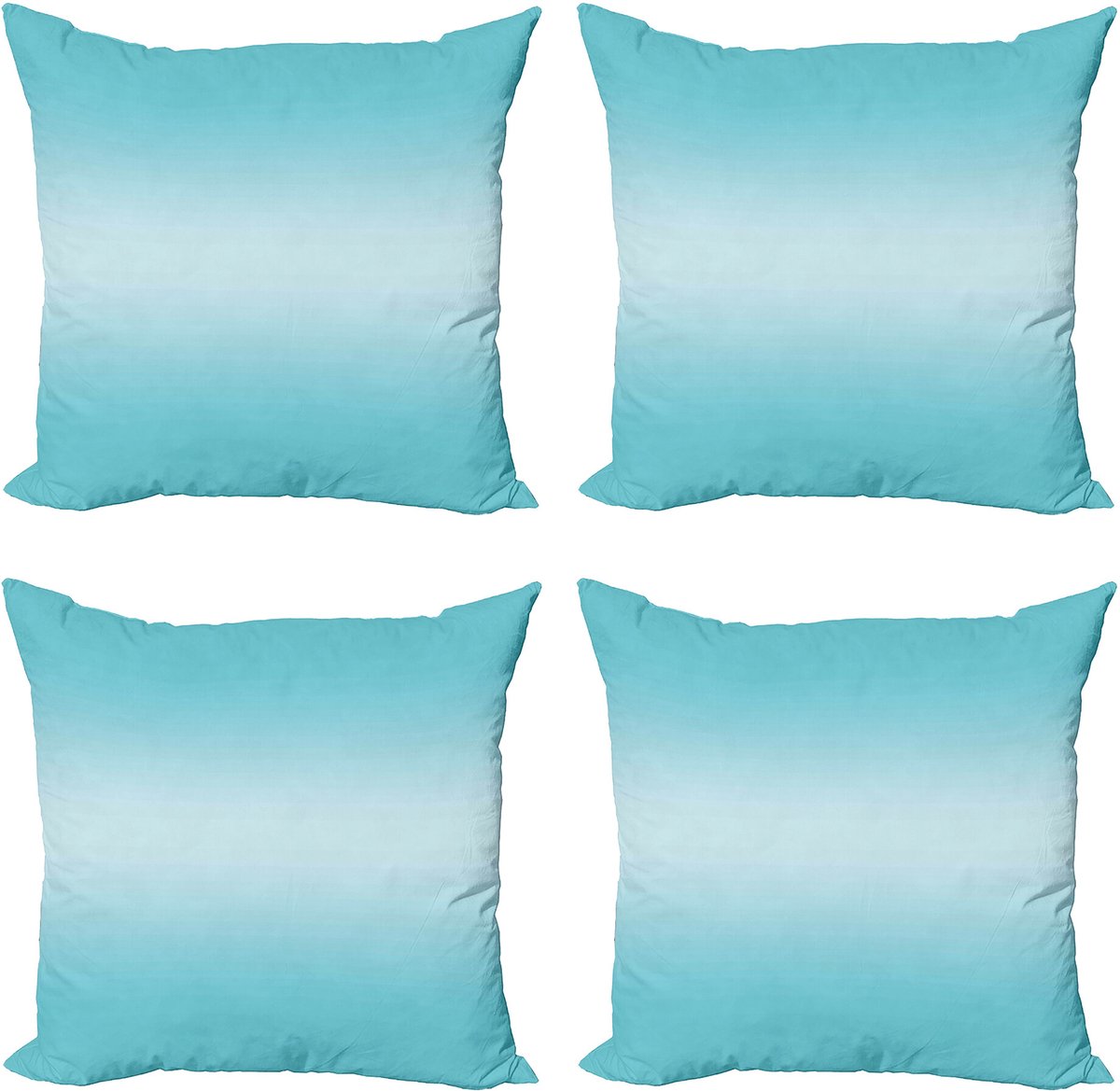 ABAKUHAUS Ombre Sierkussen Kussenhoes 4er Set, Open Lucht Geïnspireerd Kunst, Modern Accent Dubbelzijdige Digitale Print, 60 x 60 cm, Turquoise