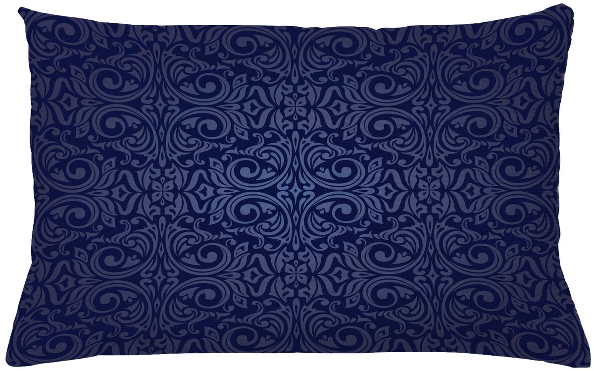 ABAKUHAUS Antiquität Kussenhoes, Blaue Bloemen altes Ontwerp, Kussenhoes met Ritssluiting en Dubbelzijdige Print, 65 x 40 cm, Donkerblauw