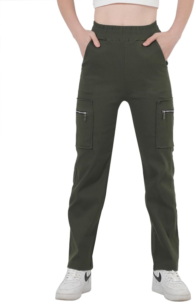 Cargobroek voor dames, modieuze werkbroek, losse pasvorm, met zakken met ritssluiting