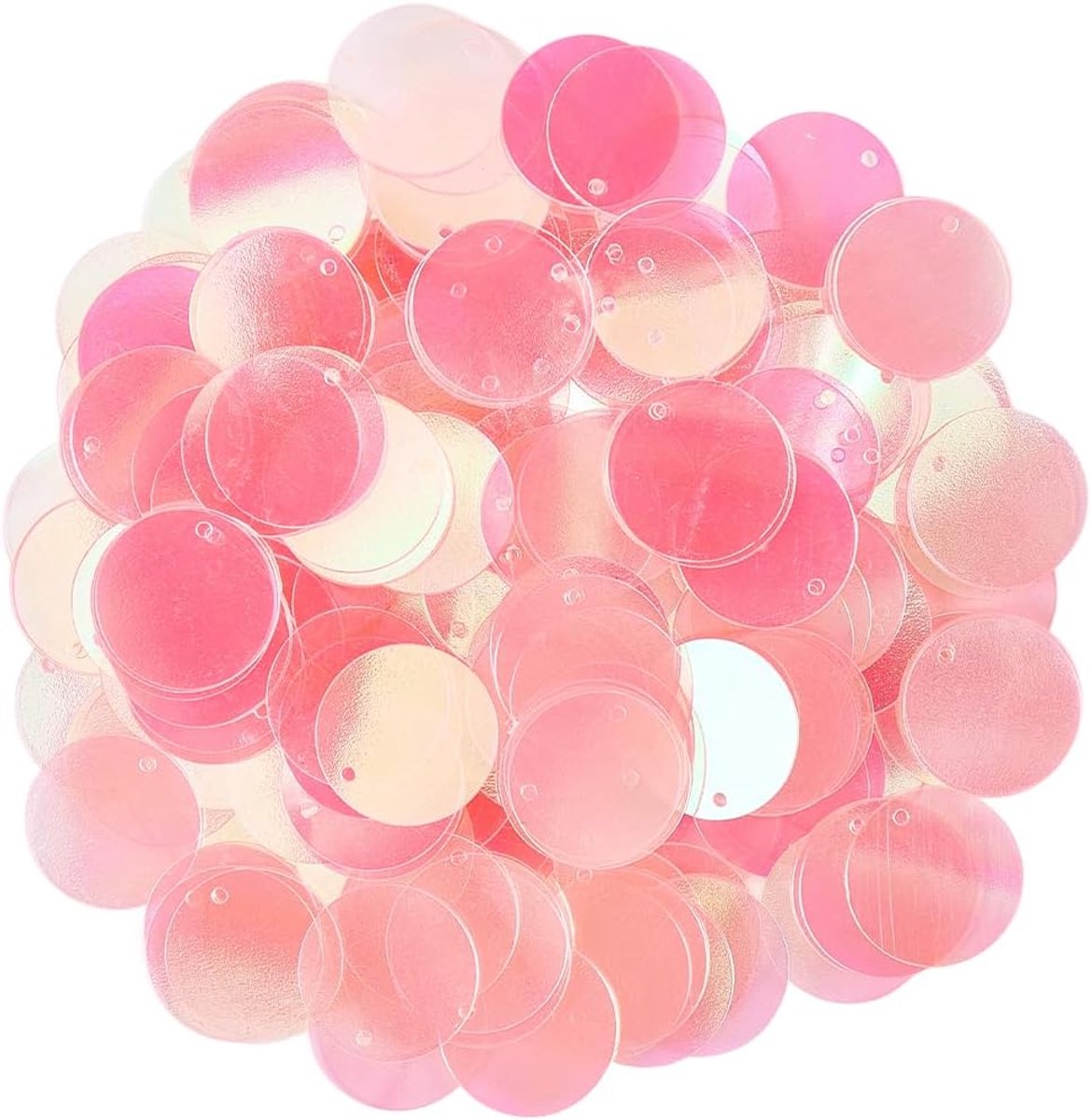454 stuks 20 mm felroze heldere pailletten ronde platte iriserende Paillette losse bulk met één gat Ab kleur plastic lovertjes voor naaien maken feest sieraden dansen jurken decor