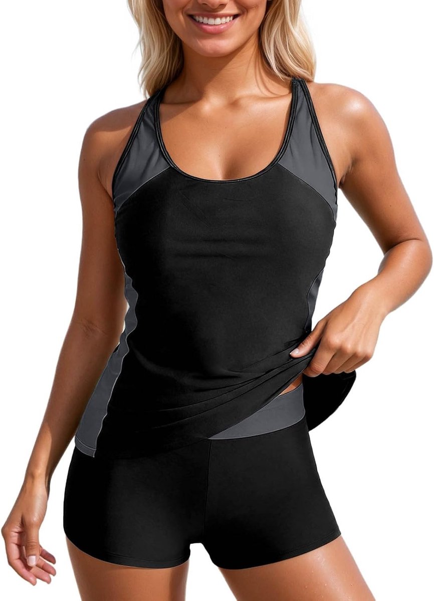 Bikiniset voor dames, zomer, strand, zwembad, party, 2-delig, tankini-bovendeel met broekje, racerback, sportief, elegant, badmode, beachwear, uv-bescherming, chloorbestendig, ademend, rekbaar