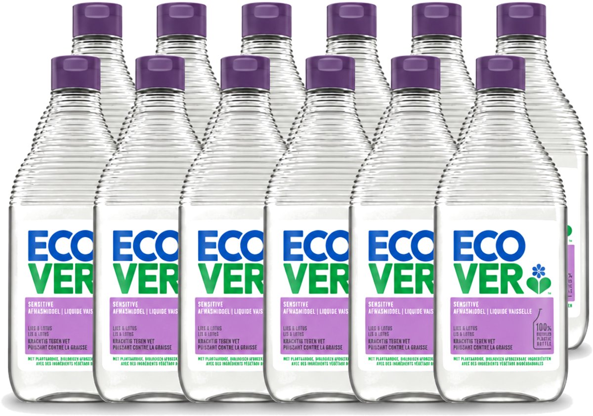 12 x Ecover - Afwasmiddel - Lelie & Lotus - 450 ml - Voordeelverpakking - 12 stuks