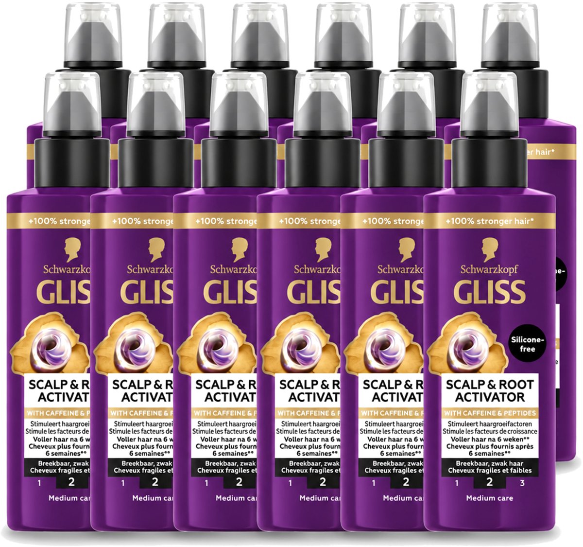 12 x Gliss - Scalp & Root Activator - Siliconenvrij - Voor Gezonde Hoofdhuid - 100 ml - Voordeelverpakking - 12 stuks