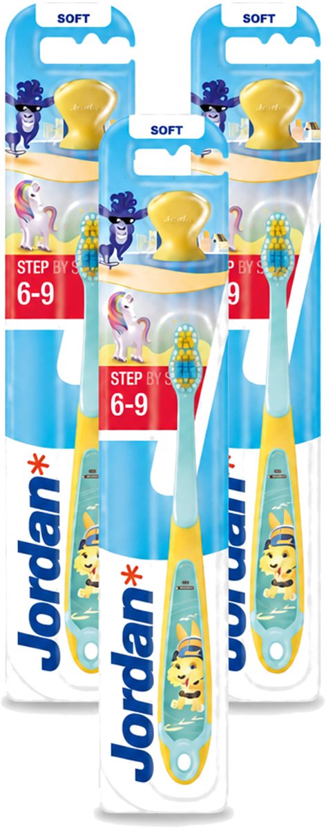 3 x Jordan - Step By Step - Kindertandenborstel - 6-9 jaar - Bulkverpakking - 3 stuks