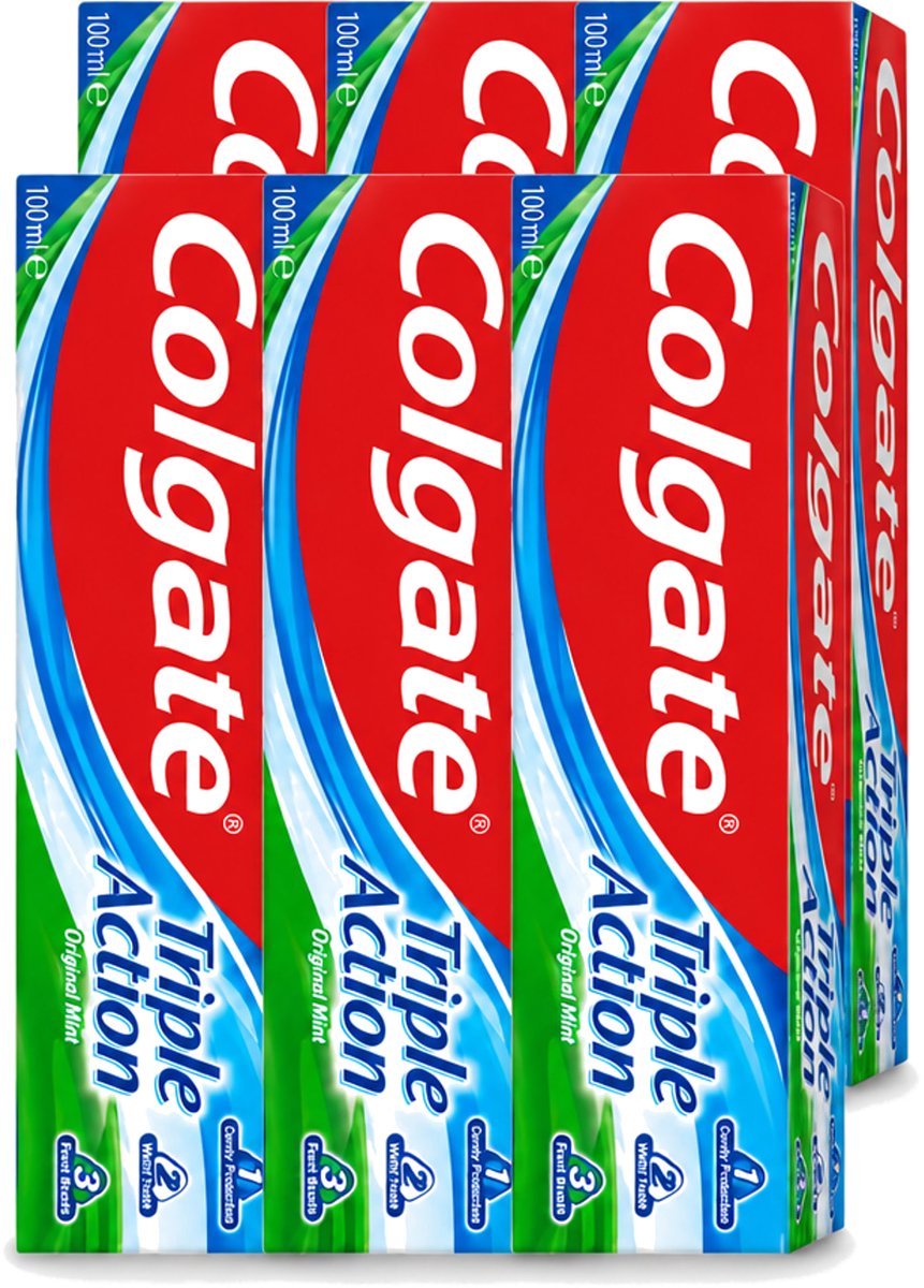 6 x Colgate - Triple Action - Original Mint - Tandpasta - 100ml - Voordeelverpakking - 6 stuks