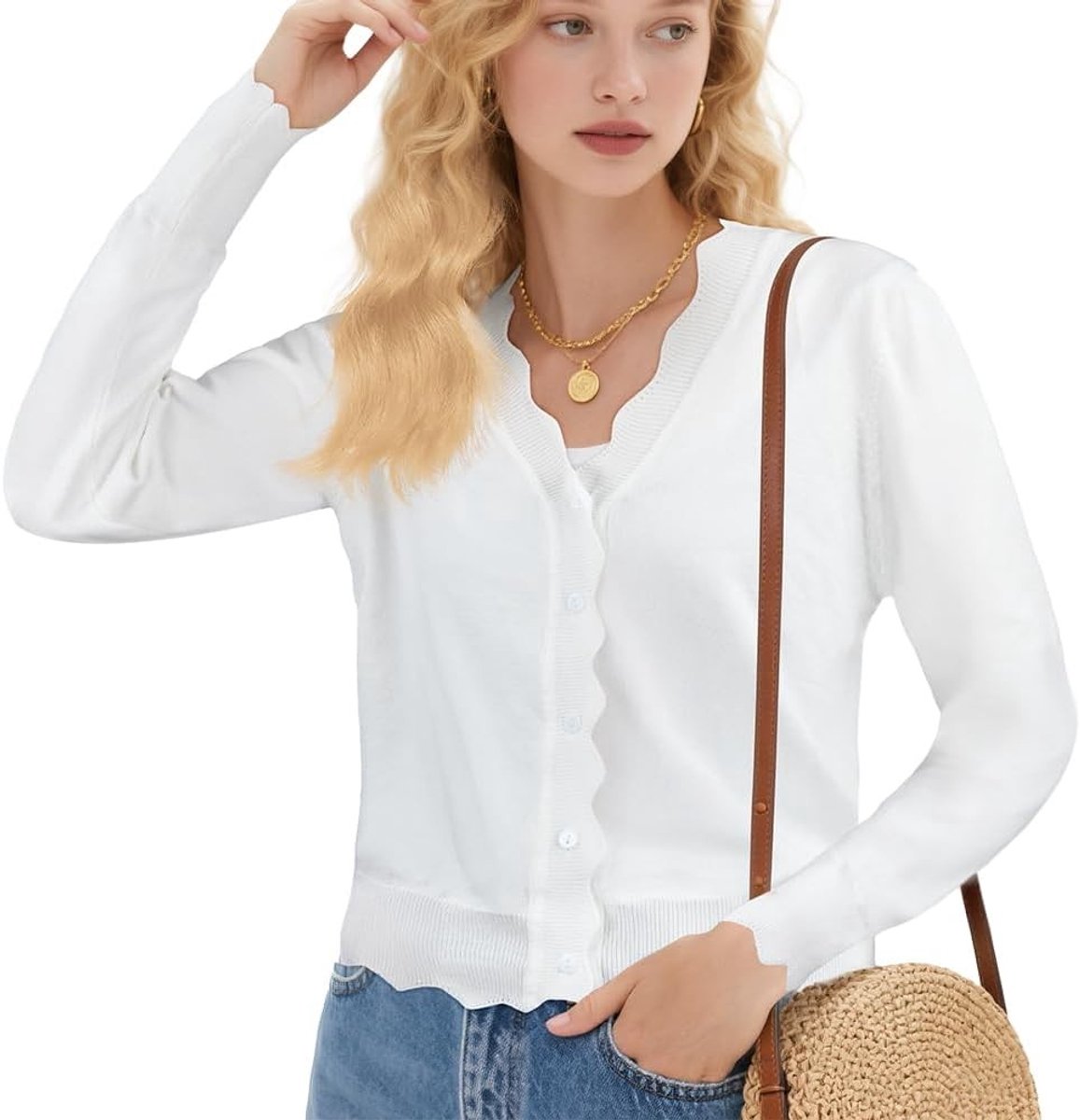 Elegante Dames Cardigan met Lange Mouwen, V-hals en Knopen - Casual Gebreide Sweater voor Koudere Dagen