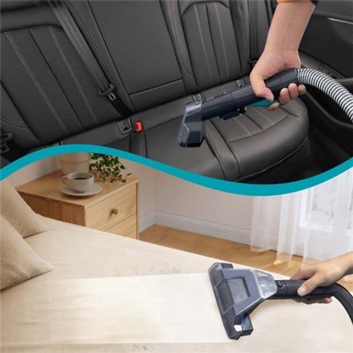 Tapijtreiniger Handheld - 450W 11KPa Zuigkracht - 1080 ml Tankinhoud - ABS Materiaal - Voor Auto En Bank - Vlekkenreiniger