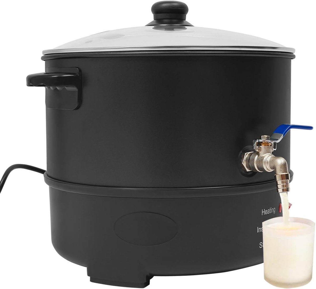 Wassmeltpot, 8 liter, wassmelter voor het maken van kaarsen, 1000 W, kaarsen, smeltpot met deksel en kraan, 50 ~ 100 °C, temperatuurcontrole, wassmeltapparaat voor bijenwas, zeep