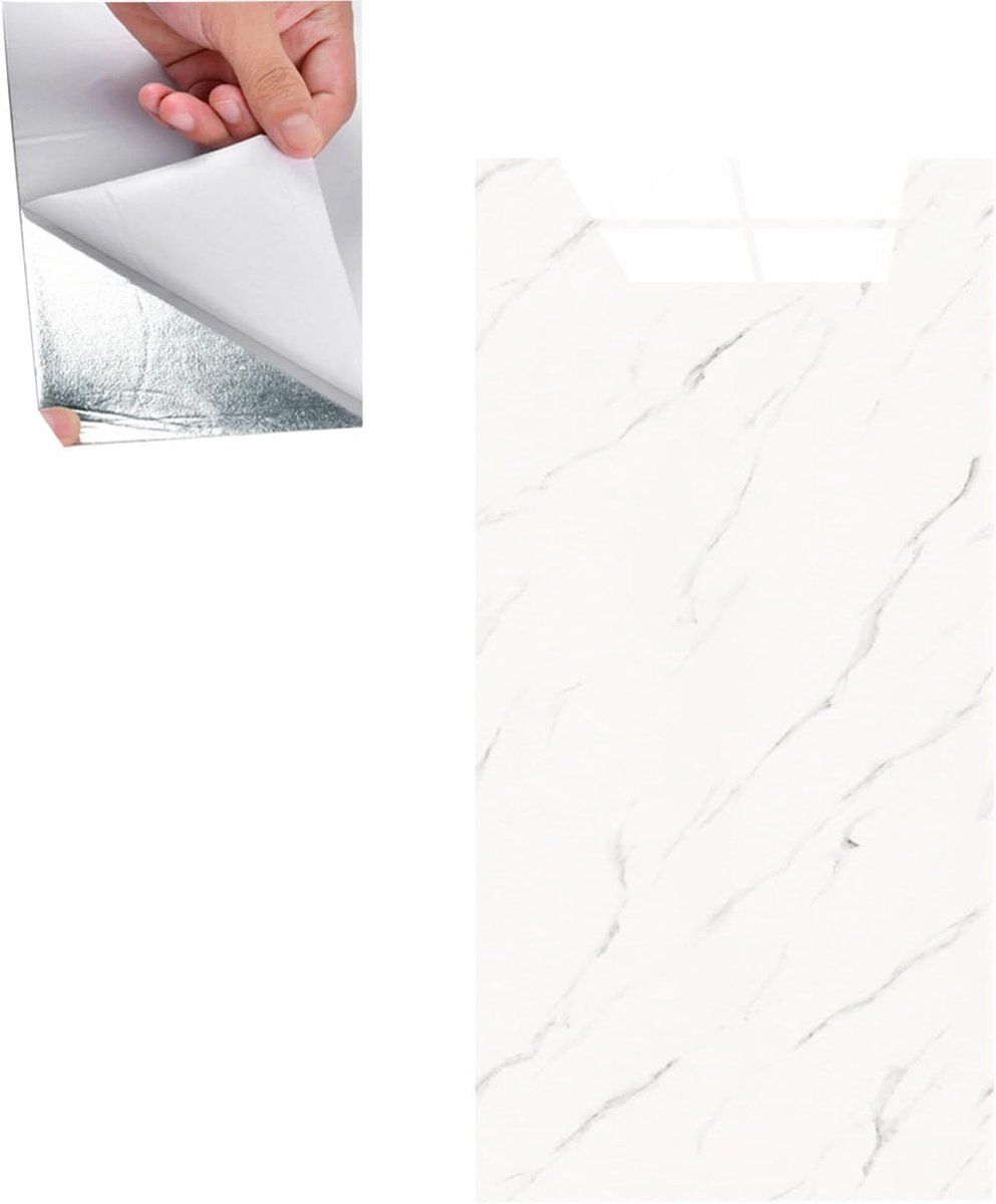 Zelfklevende marmeren tegels, 10 stuks, 60 x 30 cm, zelfklevende wandtegels, PVC Waterdicht voor badkamer Keuken