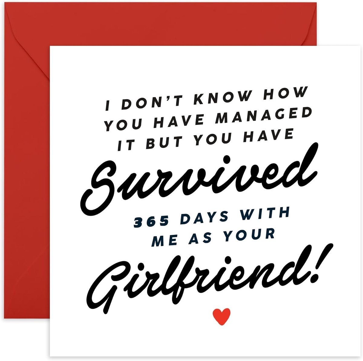 Verjaardagskaart - '1 jaar GF' - romantische cadeaus voor vriend, vriend, partner, bedankt voor het verblijf - wordt geleverd met leuke stickers