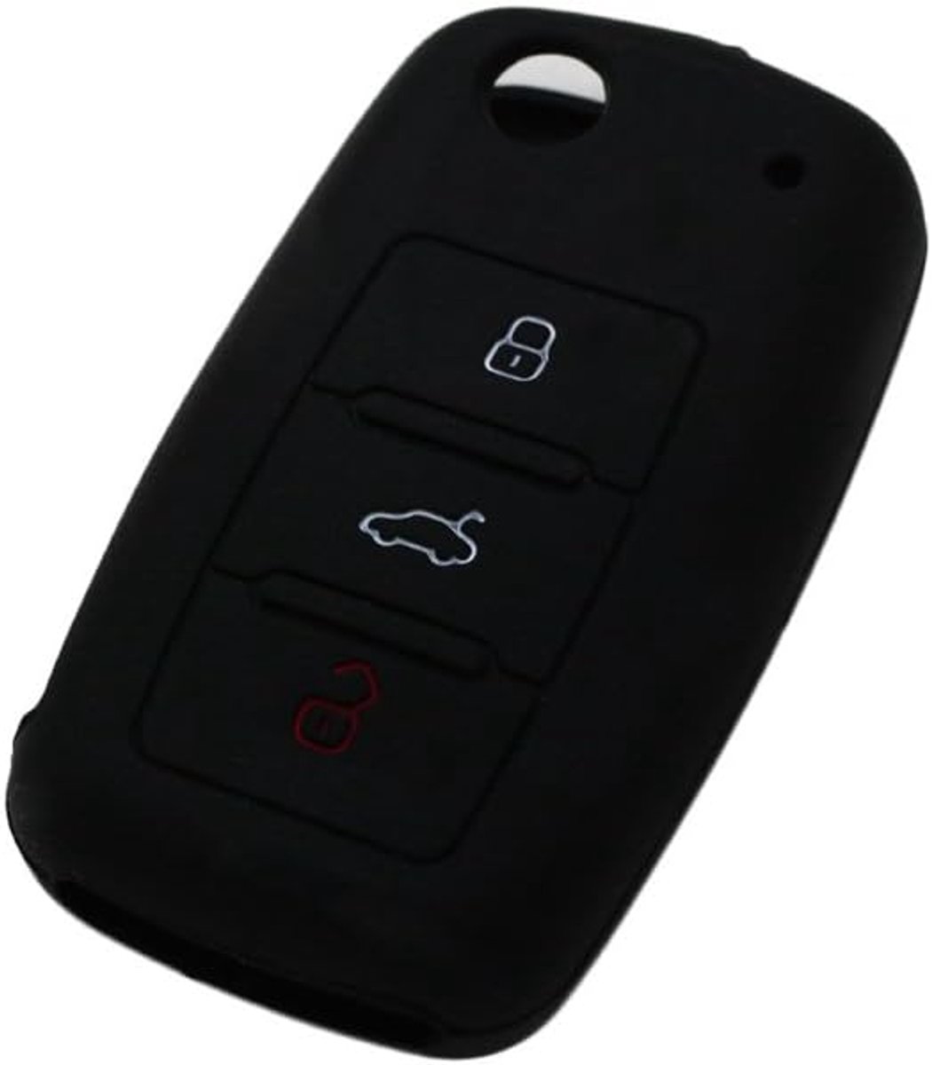 CV9800 siliconenhoes voor draadloze sleutels voor Volkswagen, Seat, Skoda, 3 toetsen zwart