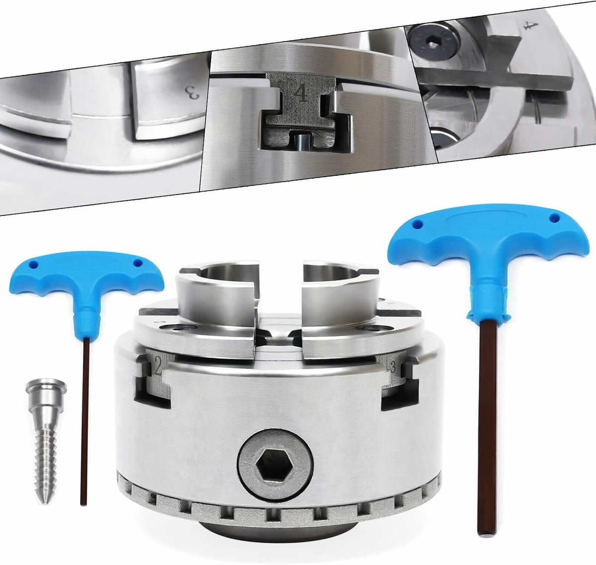 4 Kaak Mini Draaibank Chuck M33 - Hout Draaien Chuck Draaibank Chuck Accessoire Draad Draaibank Chucks Set voor Houtbewerking Draaibank Algemene Draaibank Grinder Freesmachine Boormachine