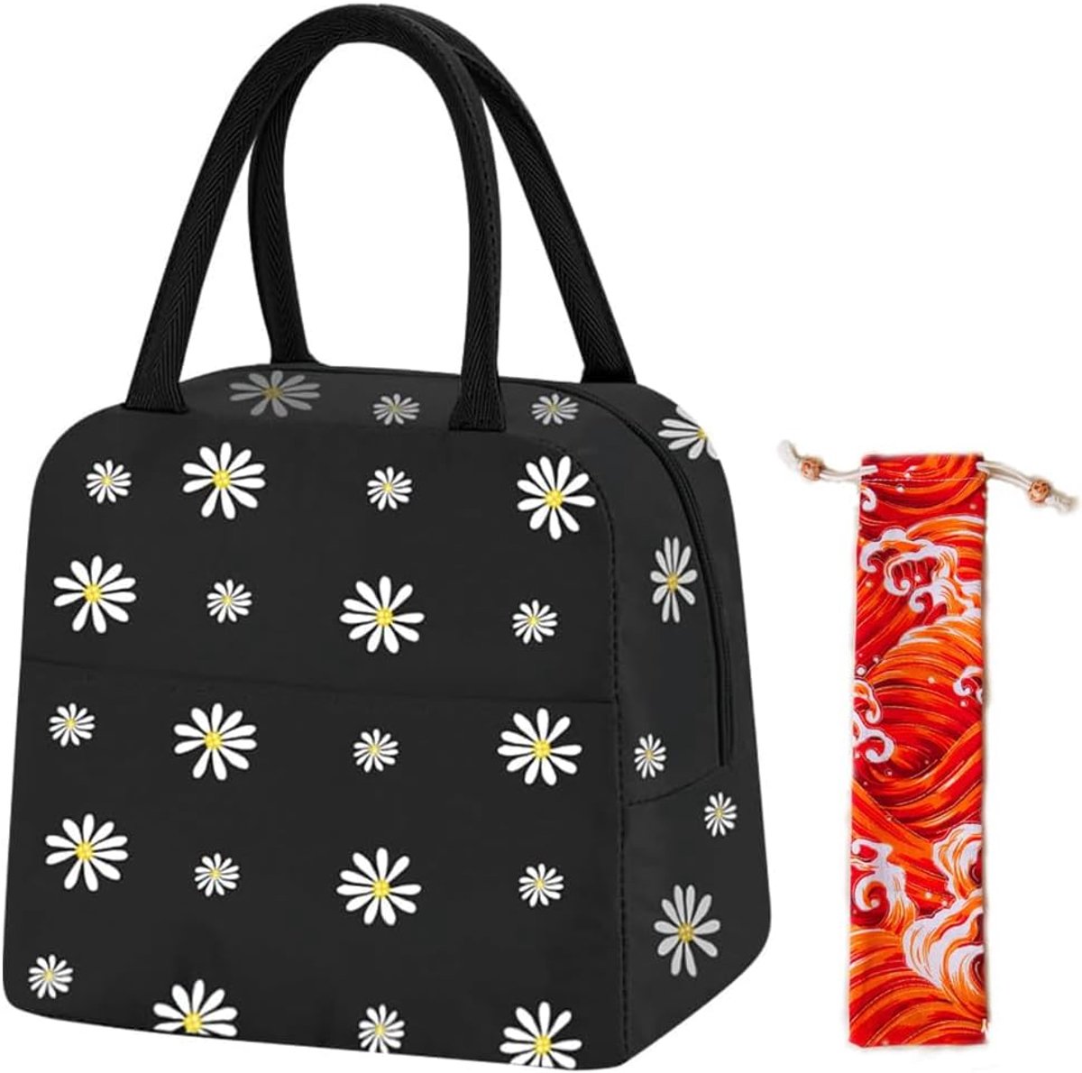 Koeltas voor lunch, 6 l, kleine lunchmand met bestekzak, 6 l, mini-lunchtas, geïsoleerd, waterdicht, voor heren en dames, opvouwbaar, voor kantoor, school, picknick, reizen