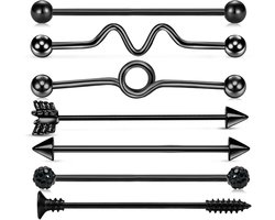 Vcmart 6 stuks 316L chirurgisch staal industriële piercing barbell oor piercing bar sieraden 38mm 14 gauge