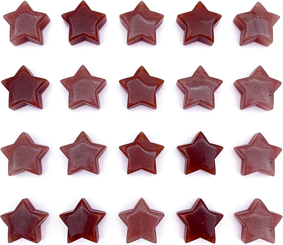 Kristallen stenenset, 20 stuks natuurlijke sterren edelstenen, gepolijste stenen, geluksstenen, decoratieve stenen voor decoratie en Reiki-genezing (kleurverloop rood)