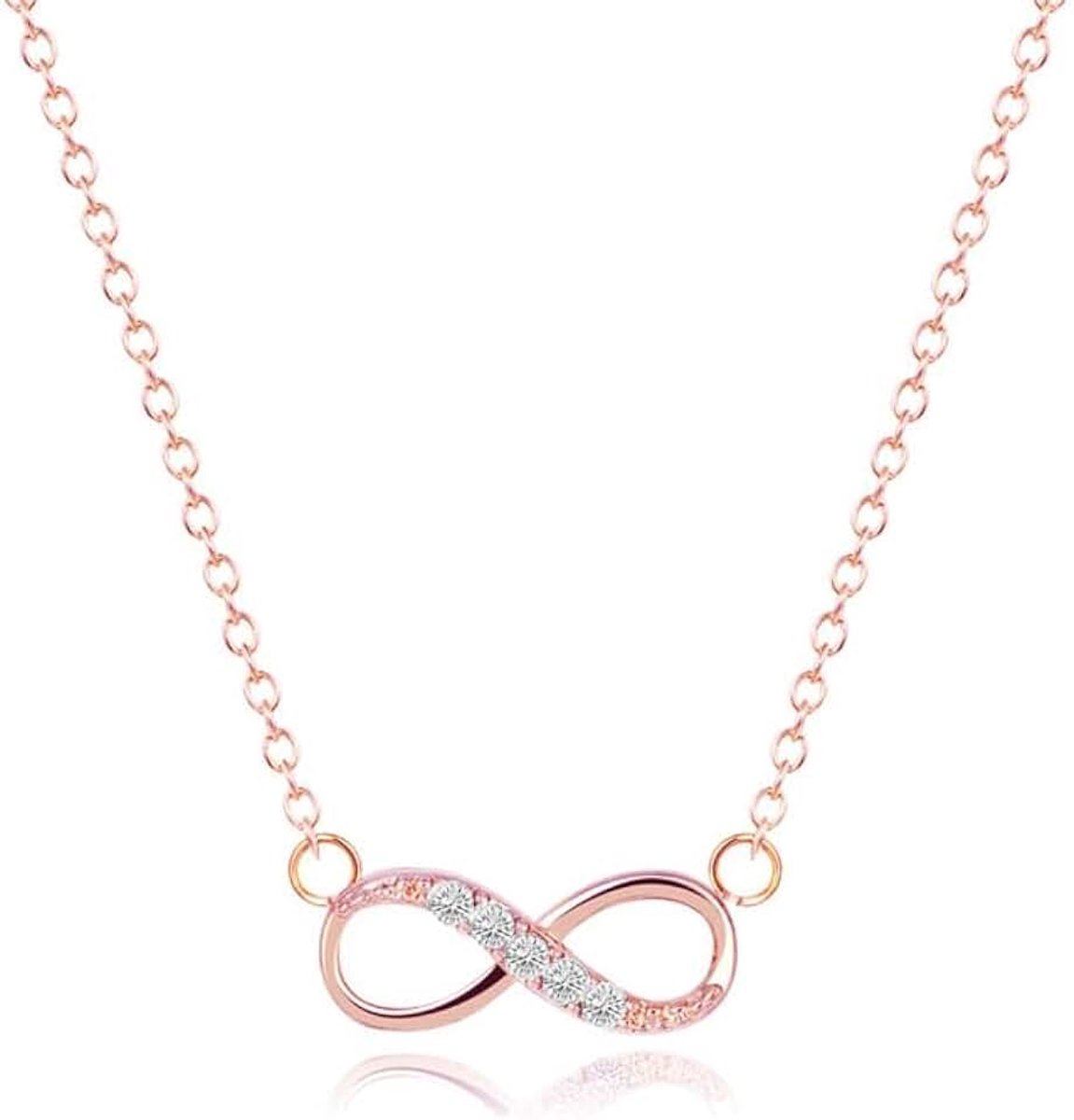 Dames ketting Infinity Zircon Rosegoudkleurig