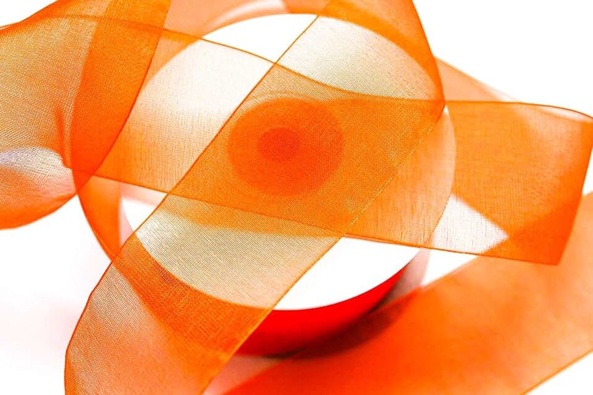 Organza lint, lint, lint, cadeaulint, organza, 40 mm, breedte 4 cm, kleur neonoranje, afmetingen 50 m