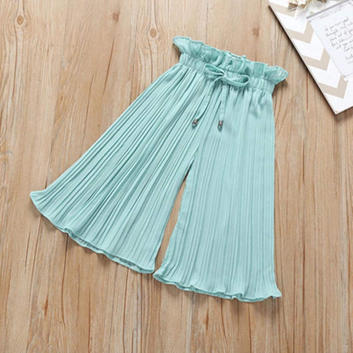 Zomerkledingset voor meisjes, zonnebloem-T-shirt, geplooide chiffon tops, casual losse broeken, kinderoutfits