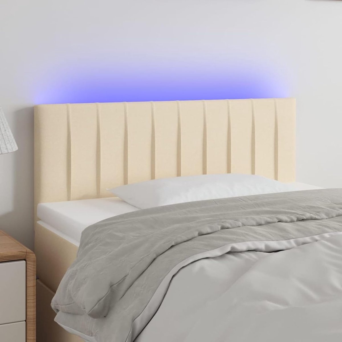 LED hoofdeinde crème 90x5x78/88 cm stof, bedhoofdeinde muur hoofdeinde voor residentie slaapkamer volwassenen tieners 3121837