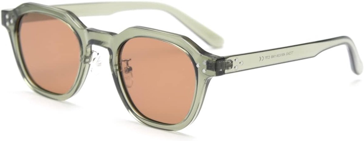 Zonnebril voor dames, TR90-montuur, zonnebril, polygon, retro glazen, Groen Met Bruin, Large