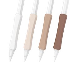 grip, 4 stuks, compatibel met Apple Pencil 2e generatie, Apple Pencil 1e generatie, Apple Pencil Pro & Apple Pencil USB-C ergonomische greep (wit/beige/kaki/bruin)