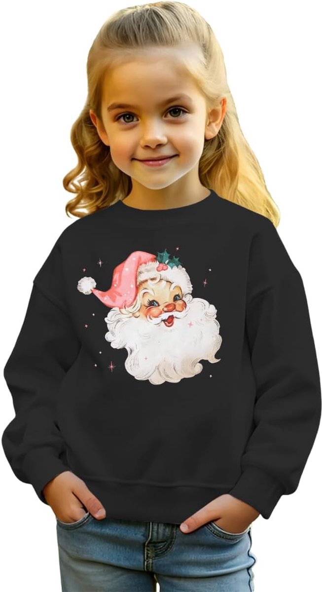 C&M WODRO Kersttrui, uniseks, kinderen, sweatshirt, kerstman, print, pullover, katoen, comfortabele trui, ronde hals, lange mouwen, winter, warme kinderkleding, festivaloutfit