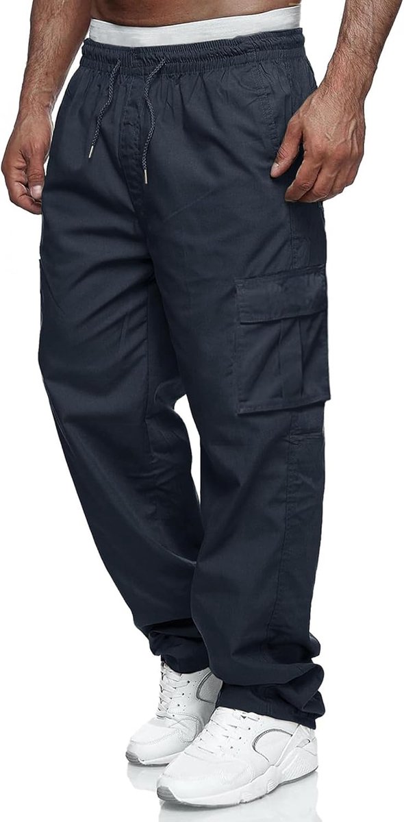 Lora Cargobroek heren joggingbroek sportbroek regular fit met zakken casual broek met elastische taille