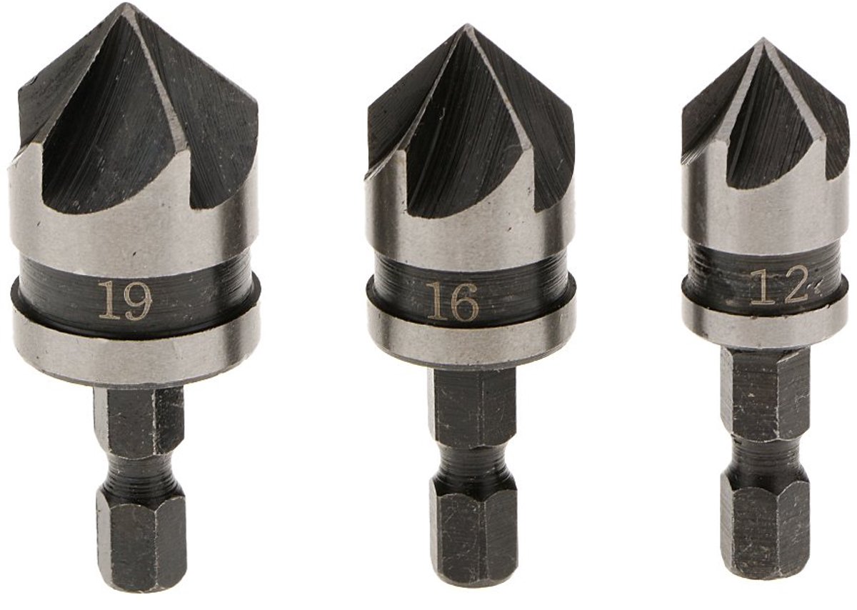 Set van 3 Stks Titanium Verzinken Boor Hout Afschuining Apparaat Boor Bits