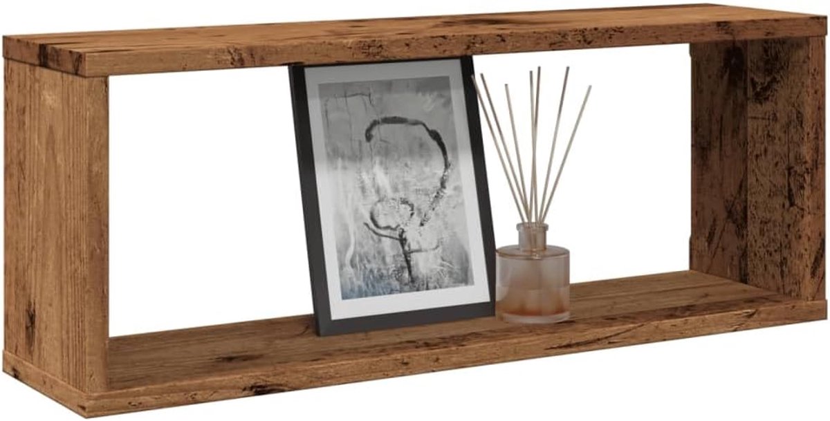 Wandplanken, 6 stuks, antiek hout, 60 x 15 x 23 cm, van spaanplaat, wandmontage, modern design, set met 6 kubussen, rek voor kinderkamer, wandrek