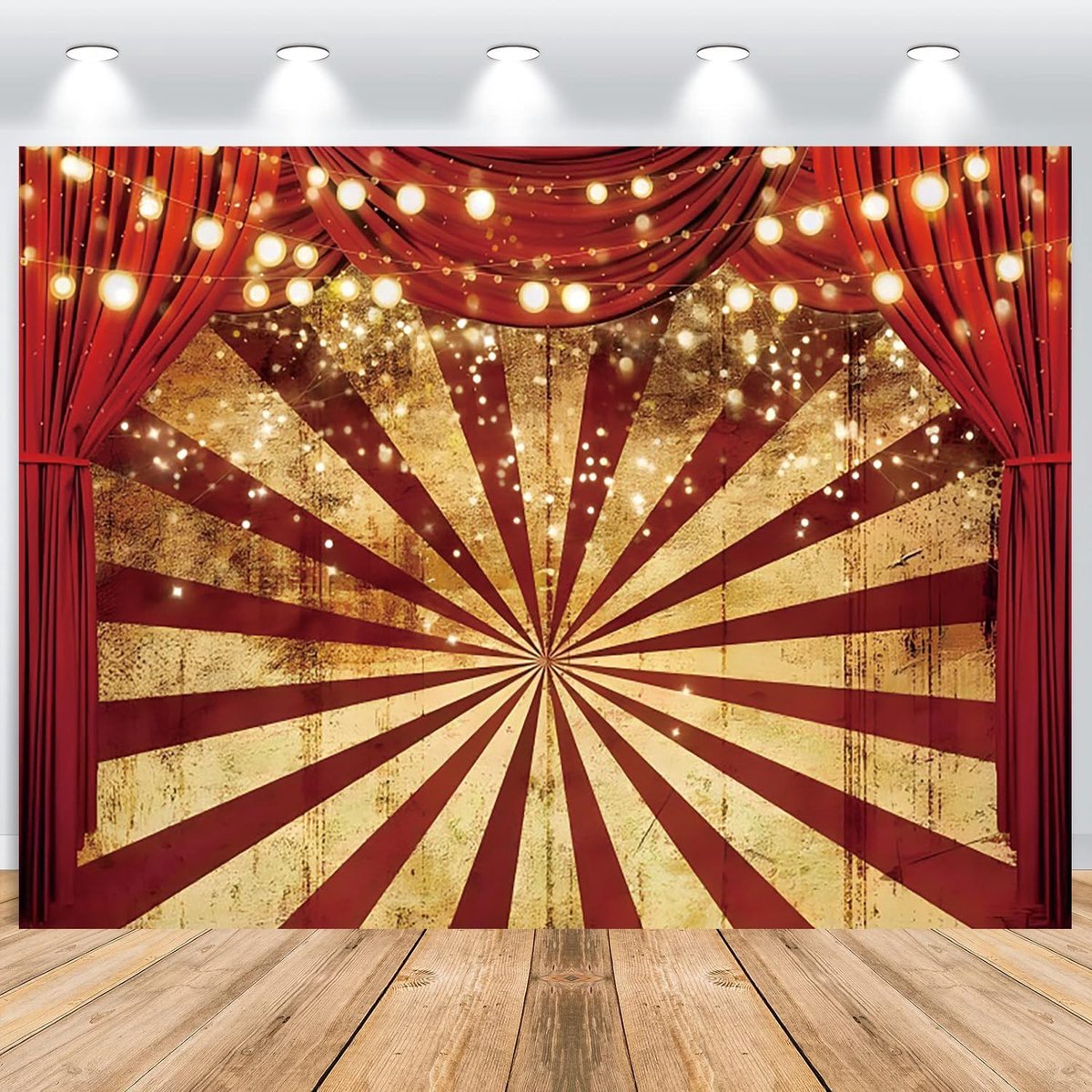 3 x 2,5 m, rood, vintage, glitter, circus, carnaval, fotowand, achtergrond, vinyl fotobox, achtergrond voor houten circus, verjaardag, party, decoratie, portretfotostudio's,