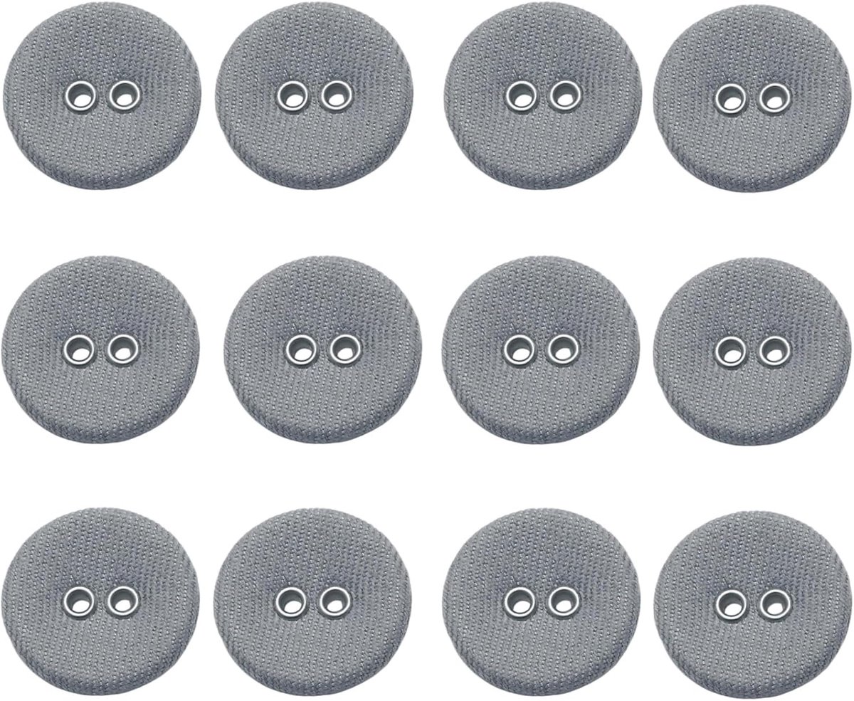 Knopen met 2 gaten met aluminium bodem, universeel beklede knopen voor jassen, blouses, doe-het-zelf naaiaccessoires, meerkleurig en meerdere maten (grijs, 18 mm)
