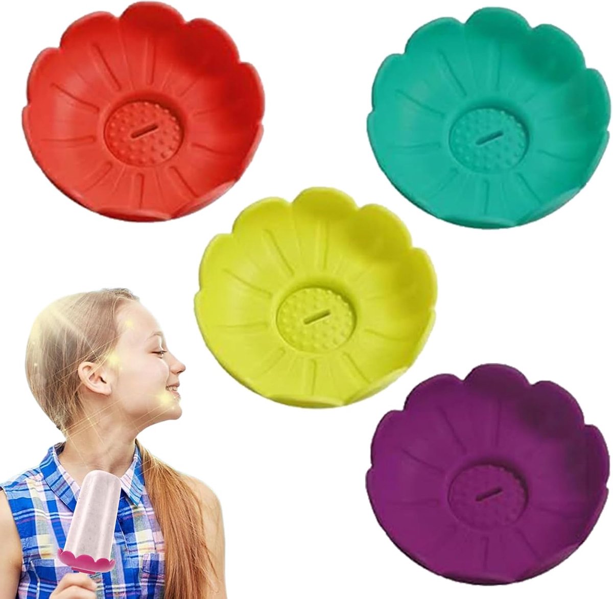 Set van 4 ijslollyhouders, siliconen druppelvrije p-opsicle houder voor kinderen, herbruikbare ijslollyhouders voor thuisgadget, zomerfeest