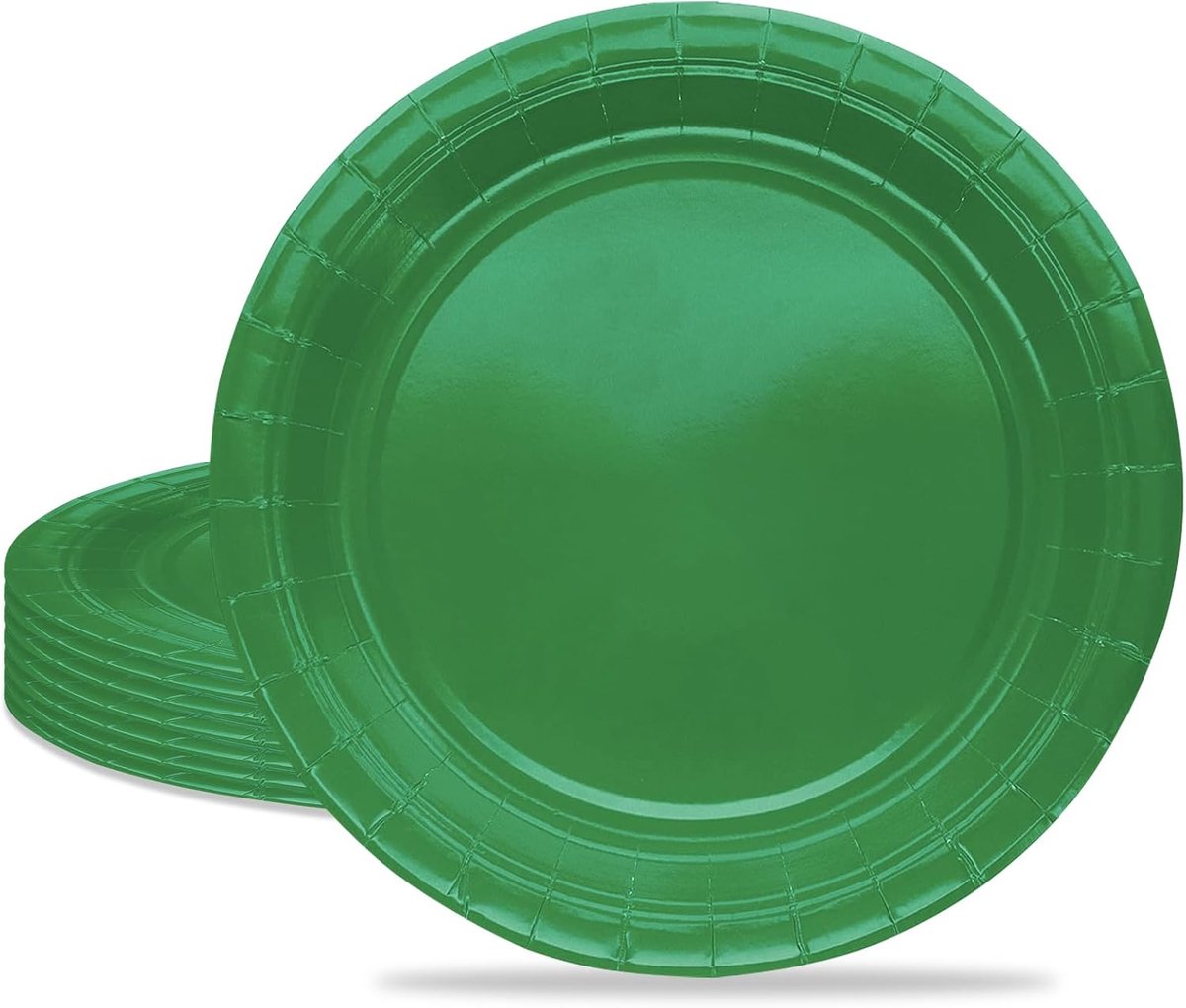 16 stuks groene feestborden, 18 cm papieren borden voor verjaardag, ronde dessertborden groen feestservies, tafeldecoraties feestservies voor bruiloft, tuin, verjaardag, feest